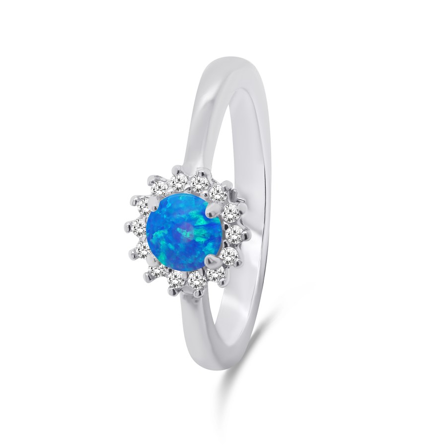Brilio Silver Nádherný stříbrný prsten s opálem a zirkony RI056WB 58 mm - Prsteny Prsteny s kamínkem