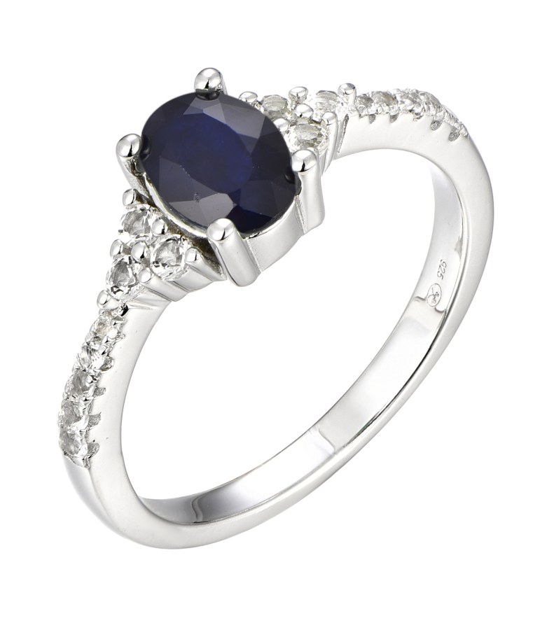 Brilio Silver Nádherný stříbrný prsten se safírem Precious Stone SRC0203S 50 mm - Prsteny Prsteny s kamínkem