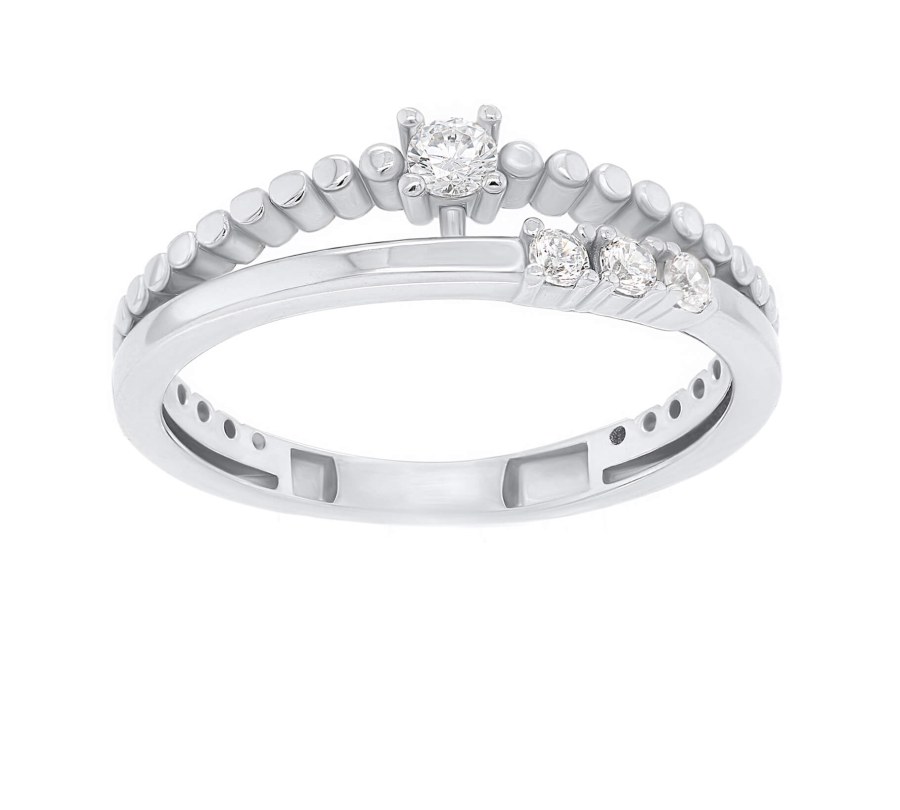 Brilio Silver Něžný stříbrný prsten se zirkony GR045W 48 mm - Prsteny Prsteny s kamínkem