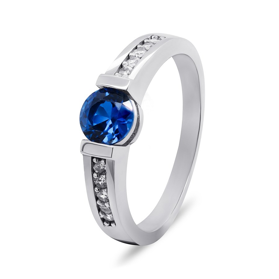 Brilio Silver Okouzlující stříbrný prsten s modrým zirkonem RI022W 56 mm - Prsteny Prsteny s kamínkem