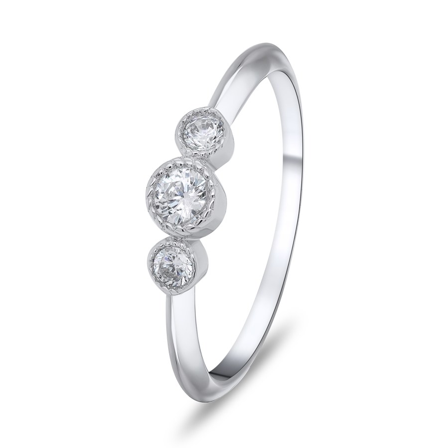 Brilio Silver Okouzlující stříbrný prsten se zirkony RI016W 54 mm - Prsteny Prsteny s kamínkem
