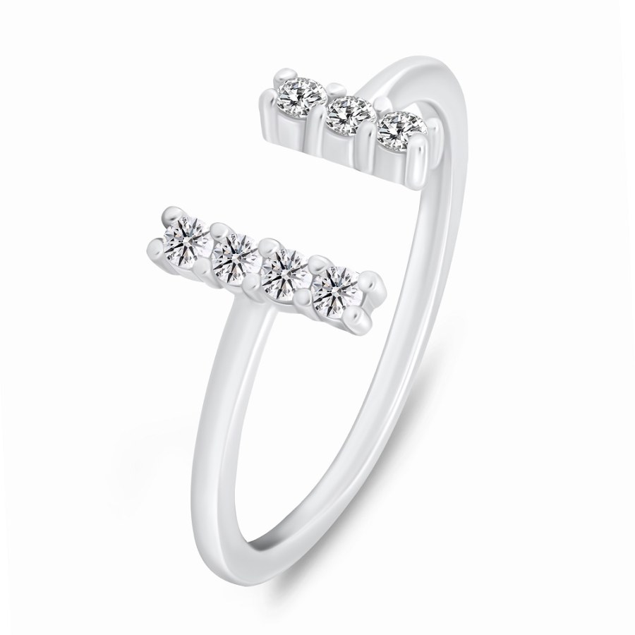 Brilio Silver Okouzlující stříbrný prsten se zirkony RI113W 50 mm - Prsteny Otevřené prsteny