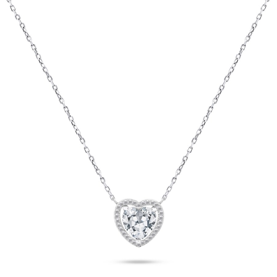 Brilio Silver Oslnivý stříbrný náhrdelník se třpytivým srdíčkem NCL70W - Náhrdelníky