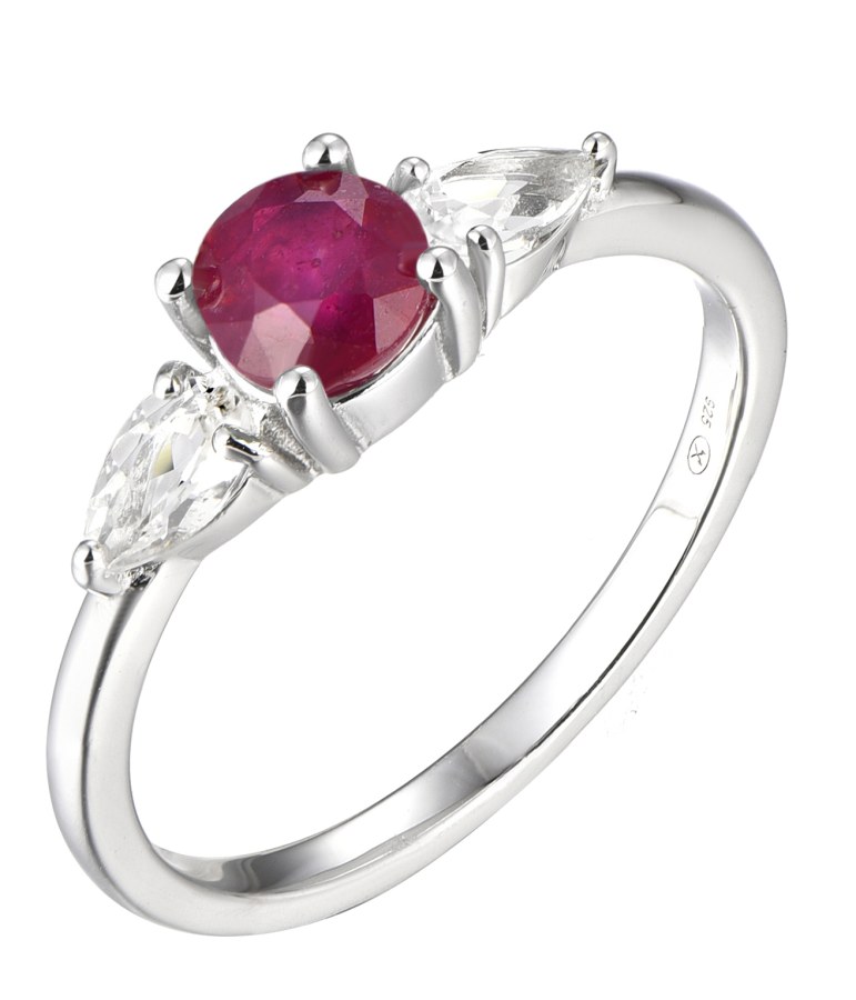 Brilio Silver Oslnivý stříbrný prsten s rubínem Precious Stone SR09031C 54 mm - Prsteny Prsteny s kamínkem