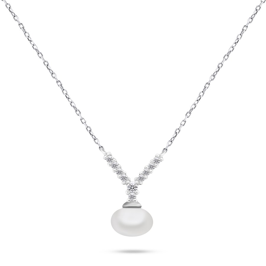 Brilio Silver Překrásný stříbrný náhrdelník s pravou perlou NCL81W