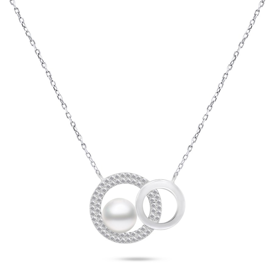 Brilio Silver Půvabný stříbrný náhrdelník s pravou perlou NCL65W - Náhrdelníky