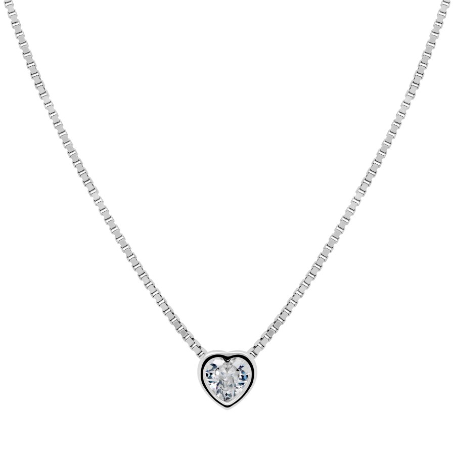Brilio Silver Půvabný stříbrný náhrdelník Srdce NCL26W (řetízek, přívěsek) - Náhrdelníky