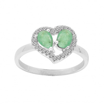 Brilio Silver Půvabný stříbrný prsten se smaragdy R-FS-5648E 54 mm - Prsteny Prsteny s kamínkem
