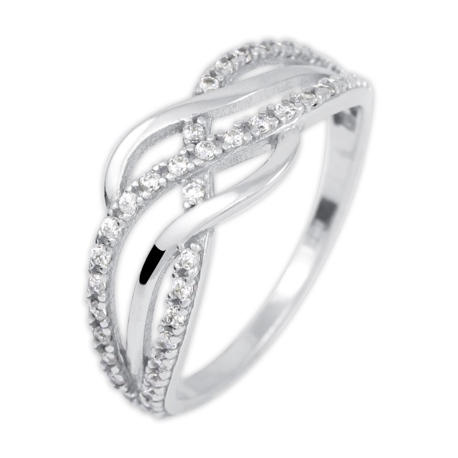 Brilio Silver Půvabný stříbrný prsten se zirkony 426 001 00512 04 54 mm - Prsteny Prsteny s kamínkem