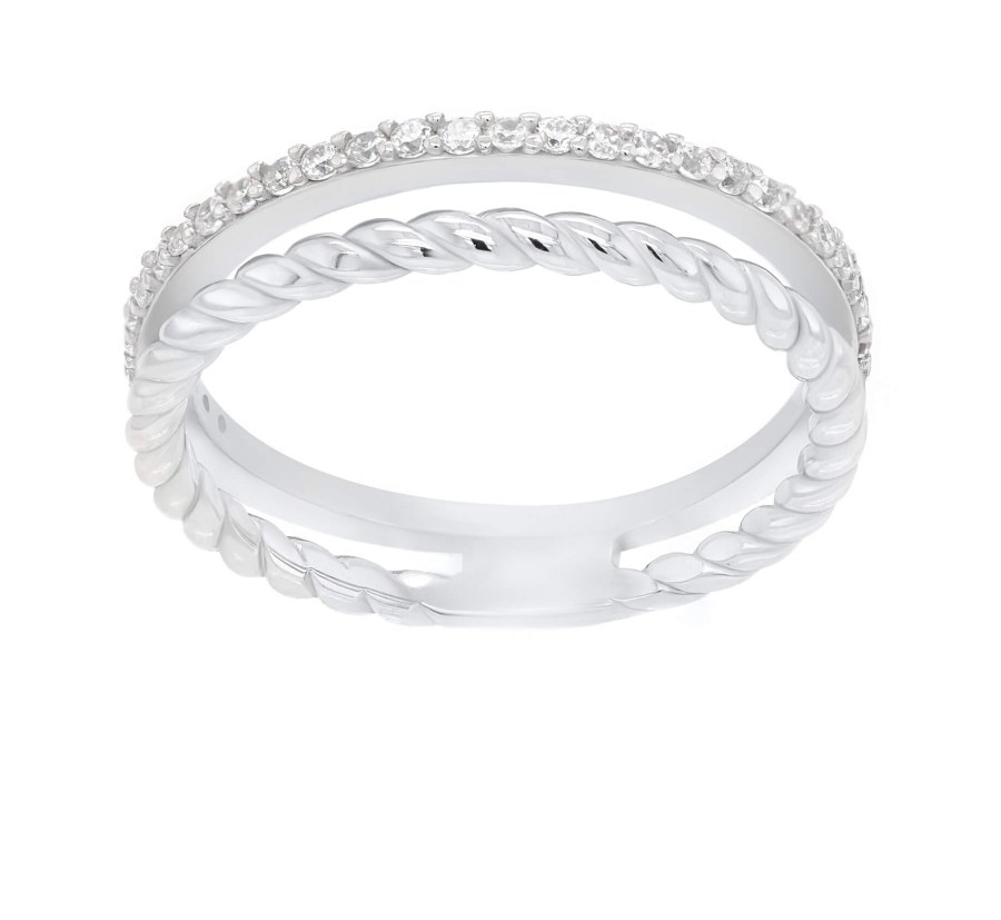 Brilio Silver Půvabný stříbrný prsten se zirkony GR044W 50 mm - Prsteny Prsteny s kamínkem
