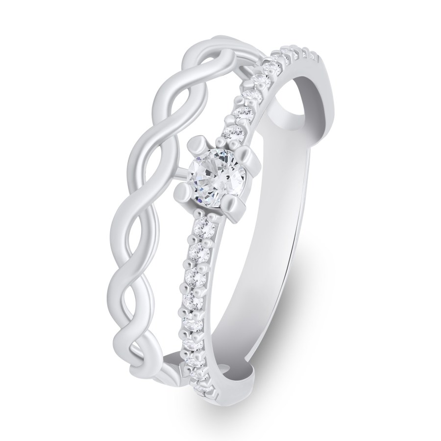 Brilio Silver Půvabný stříbrný prsten se zirkony RI090W 52 mm - Prsteny Prsteny s kamínkem