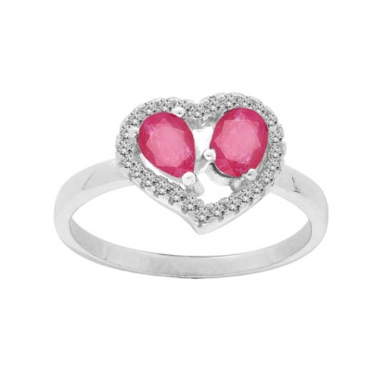 Brilio Silver Něžný stříbrný prsten s rubíny R-FS-5648R 50 mm - Prsteny Prsteny s kamínkem