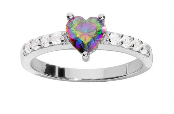 Brilio Silver Romantický stříbrný prsten s topazem Mystic Stone SRB0082A 56 mm - Prsteny Prsteny s kamínkem