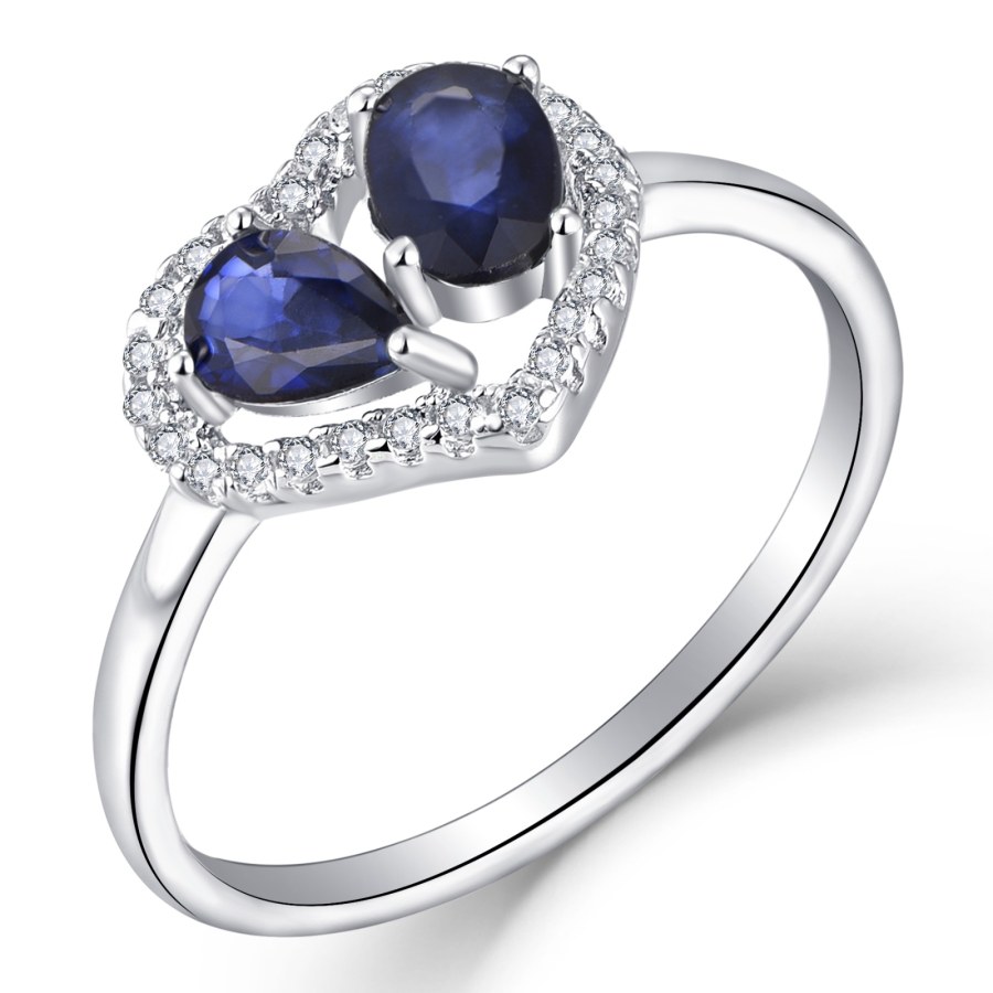 Brilio Silver Romantický stříbrný prsten se safíry R-FS-5648S 52 mm - Prsteny Prsteny s kamínkem