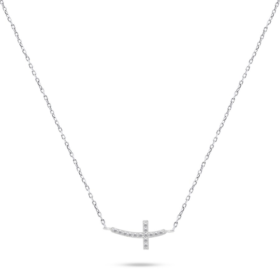 Brilio Silver Stříbrný náhrdelník Křížek se zirkony NCL57W