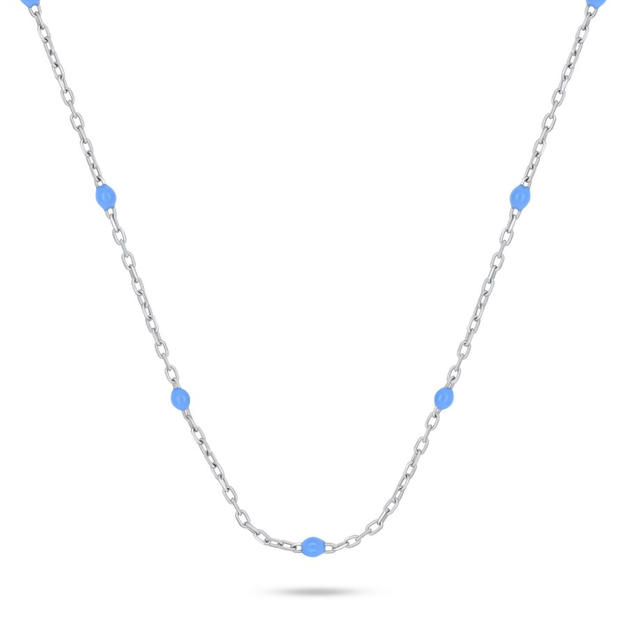 Brilio Silver Stříbrný náhrdelník s modrými kuličkami NCL112WTQ - Náhrdelníky