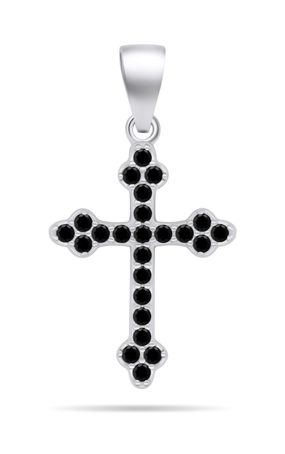 Brilio Silver Stříbrný přívěsek s černými zirkony Křížek PT84WBC - Přívěsky a korálky