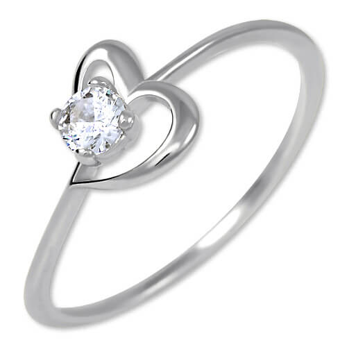 Brilio Silver Stříbrný zásnubní prsten s krystalem Srdce 426 001 00535 04 50 mm - Prsteny Zásnubní prsteny