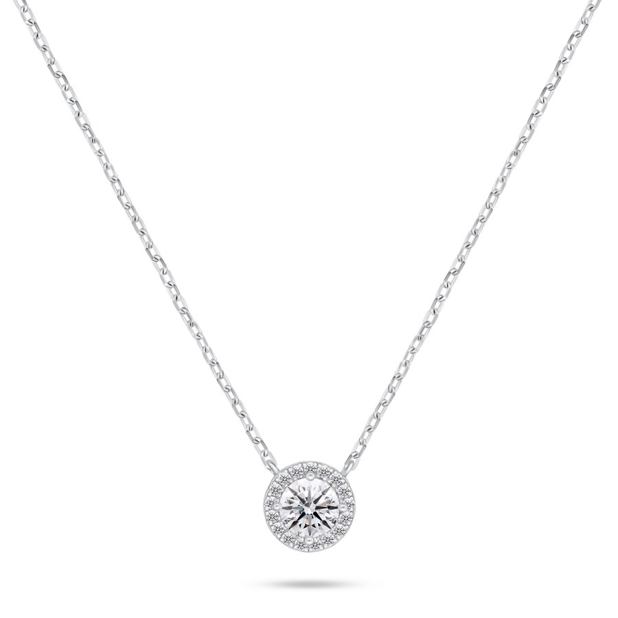 Brilio Silver Třpytivý stříbrný náhrdelník se zirkony NCL136W - Náhrdelníky