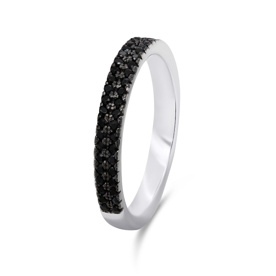 Brilio Silver Třpytivý stříbrný prsten s černými zirkony RI058W 50 mm - Prsteny Prsteny s kamínkem