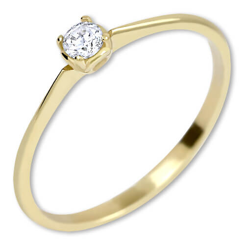 Brilio Zásnubní prsten ze žlutého zlata s krystalem 226 001 01036 58 mm - Prsteny Zásnubní prsteny