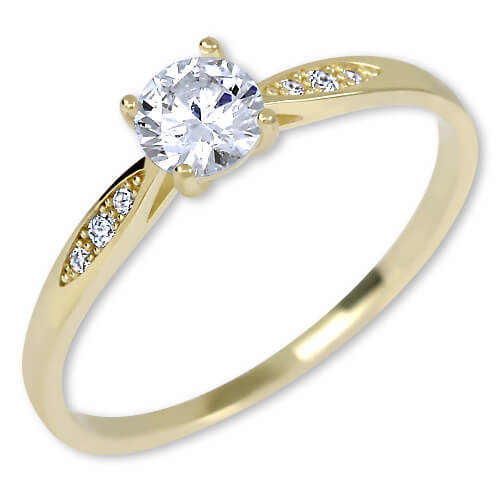 Brilio Zlatý zásnubní prsten s krystaly 229 001 00809 55 mm - Prsteny Zásnubní prsteny