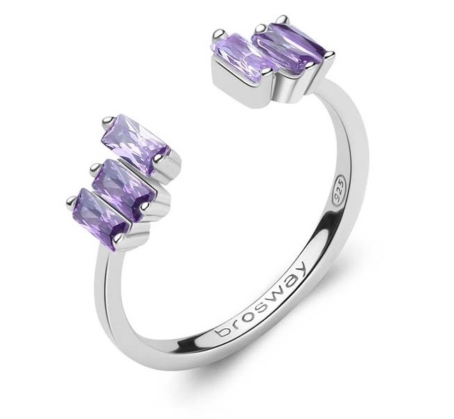 Brosway Blyštivý otevřený prsten Fancy Magic Purple FMP15 L (56 - 59 mm) - Prsteny Otevřené prsteny