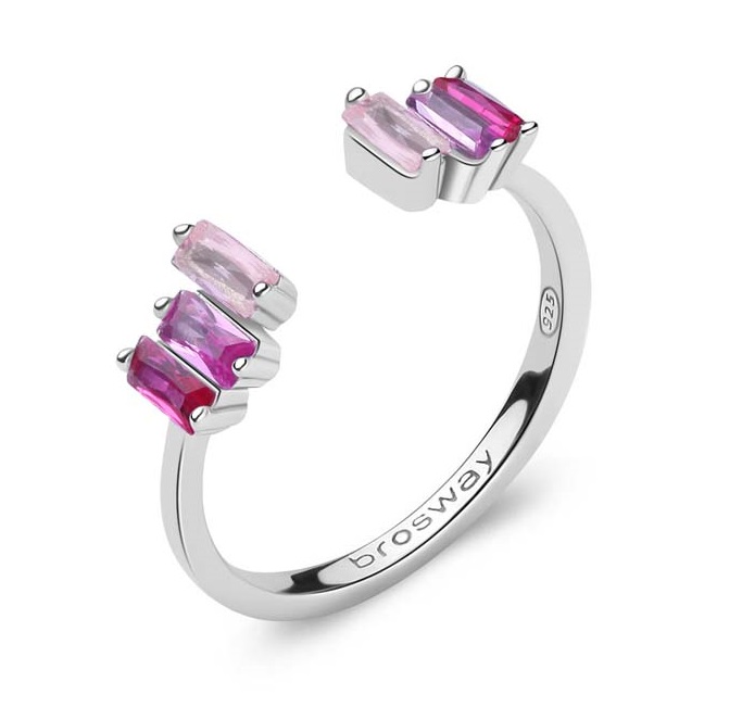 Brosway Blyštivý otevřený prsten Fancy Vibrant Pink FVP12 50 mm - Prsteny Otevřené prsteny