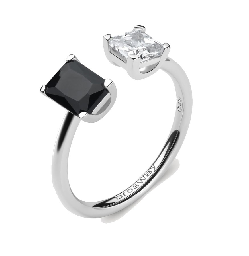 Brosway Elegantní otevřený prsten Fancy Mystery Black FMB10 M (53 - 55 mm) - Prsteny Otevřené prsteny