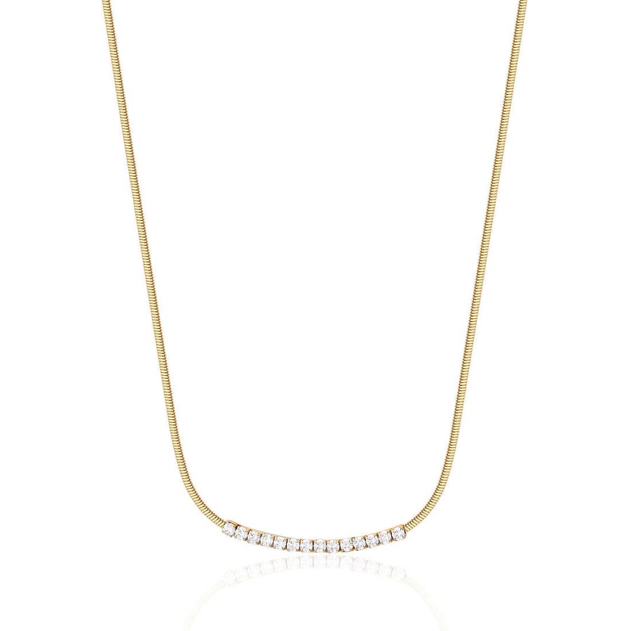 Brosway Jemný pozlacený náhrdelník s čirými krystaly Desideri BEIN007 - Náhrdelníky