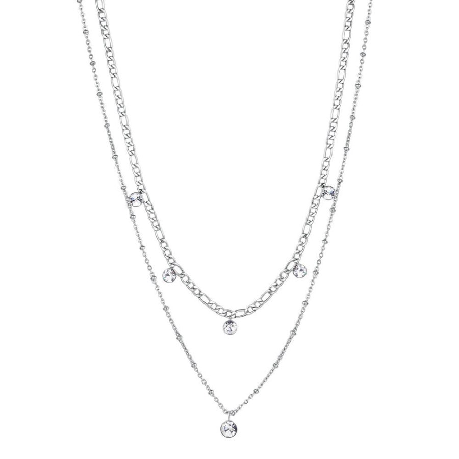 Brosway Ocelový dvojitý náhrdelník s krystaly Symphonia BYM81 - Náhrdelníky