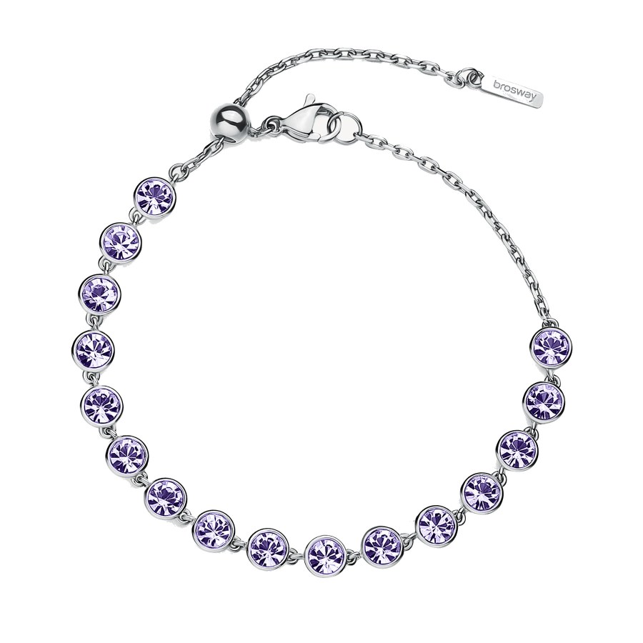 Brosway Oslnivý ocelový náramek s fialovými krystaly Symphonia BYM153 - Náramky Řetízkové náramky