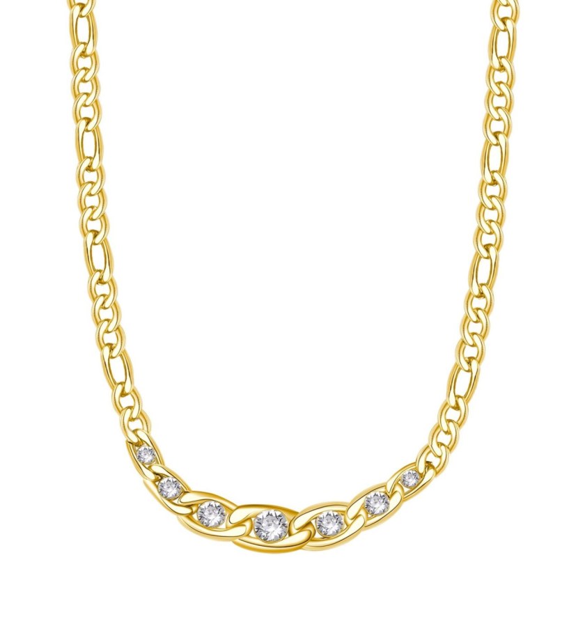 Brosway Pozlacený ocelový náhrdelník s krystaly Symphonia BYM98 - Náhrdelníky