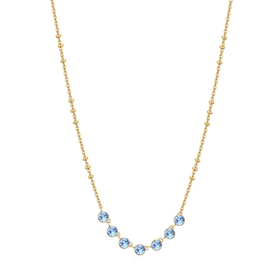 Brosway Půvabný pozlacený náhrdelník s modrými krystaly Symphonia BYM137 - Náhrdelníky