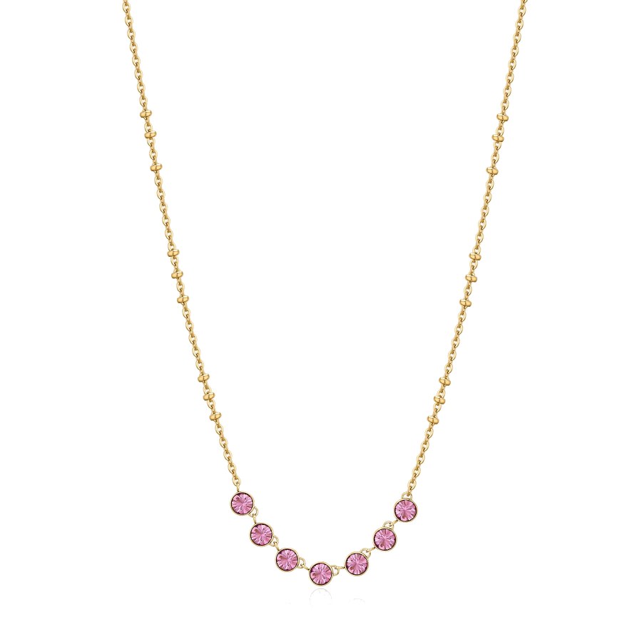 Brosway Půvabný pozlacený náhrdelník s růžovými krystaly Symphonia BYM138 - Náhrdelníky