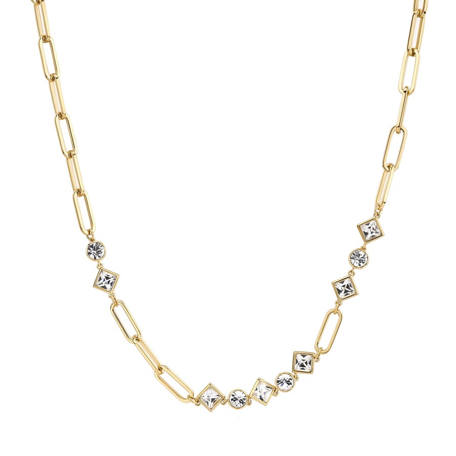 Brosway Slušivý pozlacený náhrdelník s čirými krystaly Emphasis BEH06 - Náhrdelníky