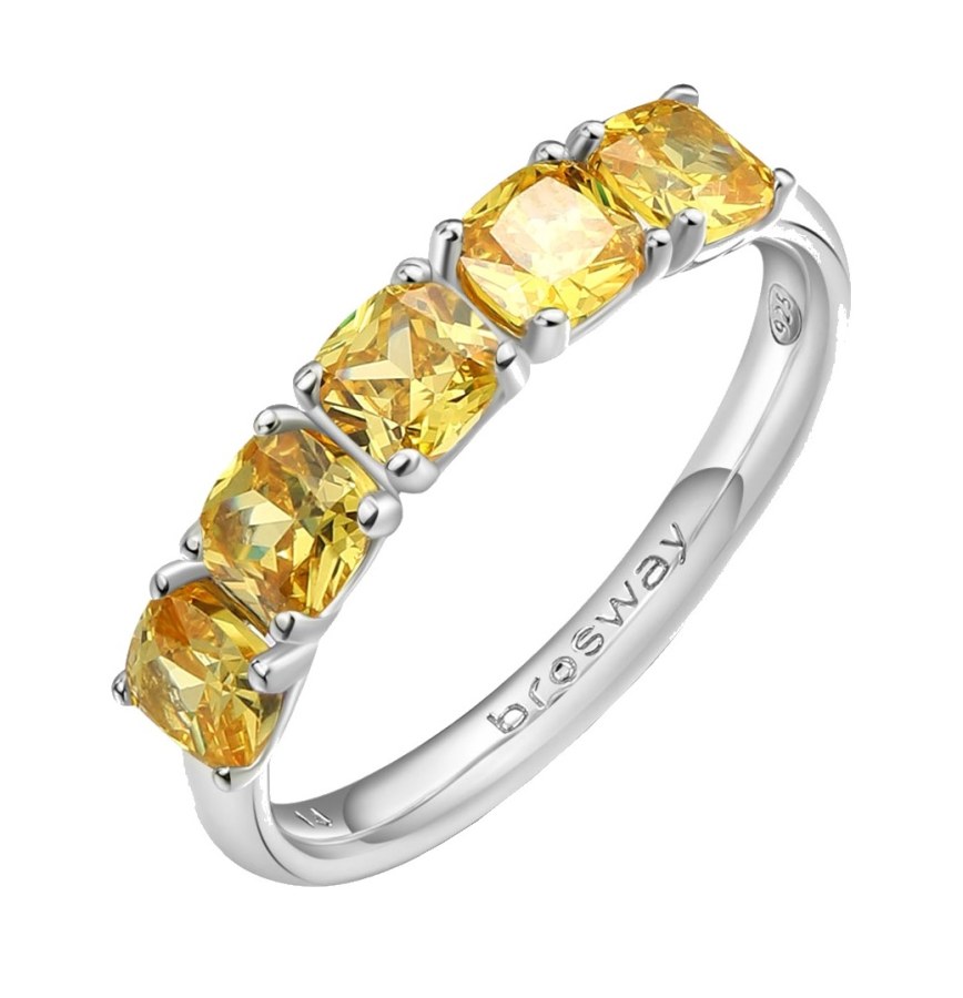 Brosway Slušivý stříbrný prsten Fancy Energy Yellow FEY14 50 mm - Prsteny Prsteny s kamínkem