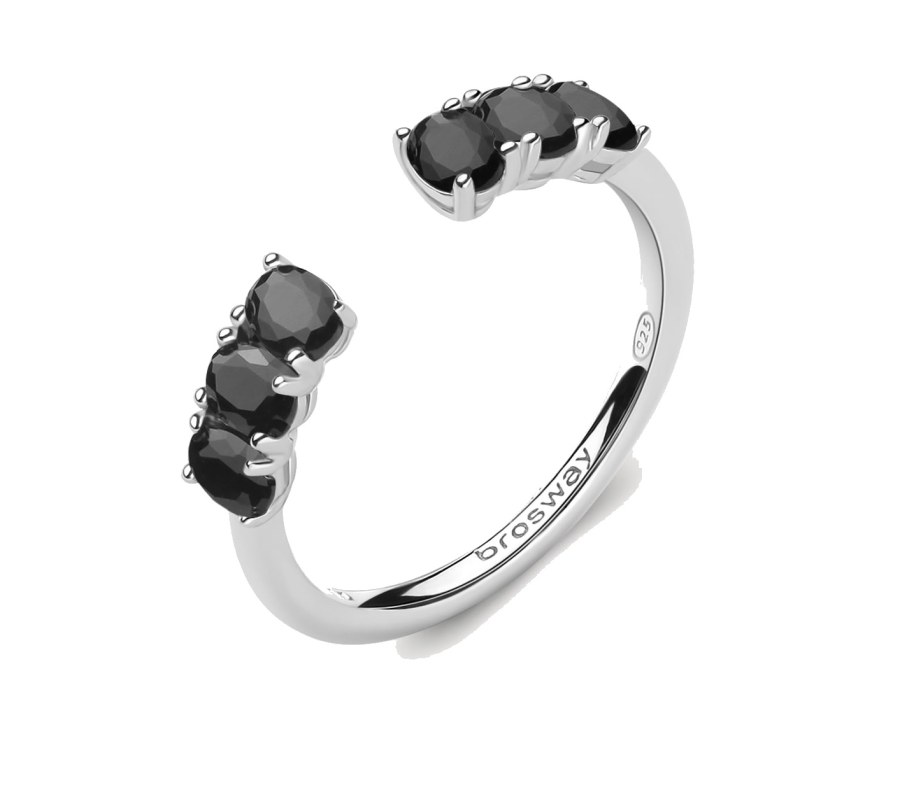 Brosway Stříbrný otevřený prsten Fancy Mystery Black FMB11 S (49 - 52 mm) - Prsteny Otevřené prsteny