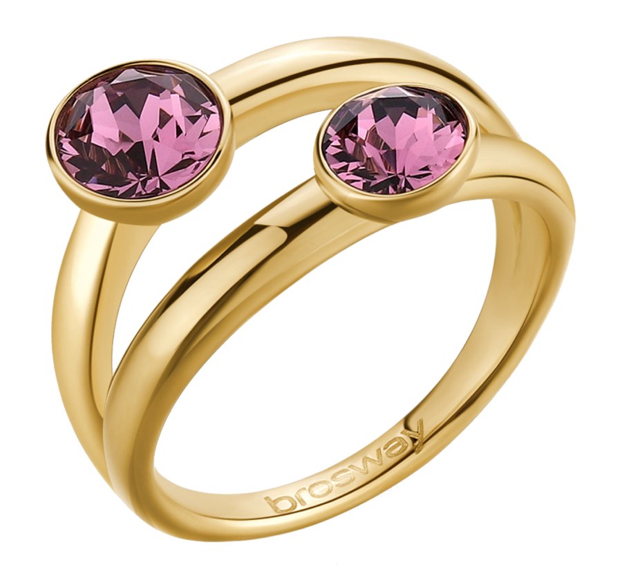 Brosway Výrazný pozlacený prsten s krystaly Affinity BFF175 52 mm