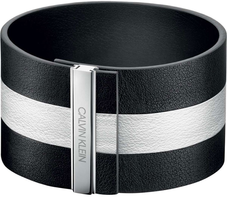 Calvin Klein Černobílý kožený náramek Rebel KJ9KBB09010 6 cm - XS - Náramky Kožené náramky