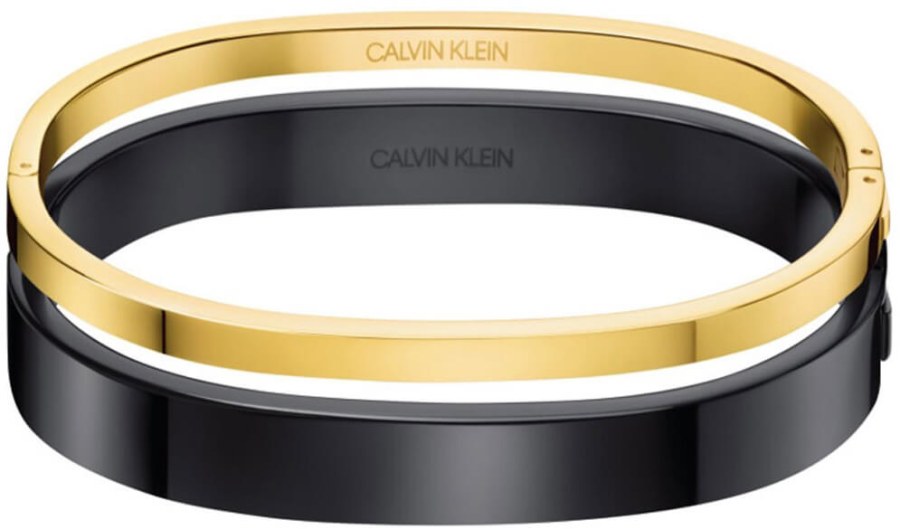Calvin Klein Luxusní bicolor náramek Hook KJ06BD20010 černá lesk 5,4 x 4,3 cm - XS - Náramky Pevné náramky