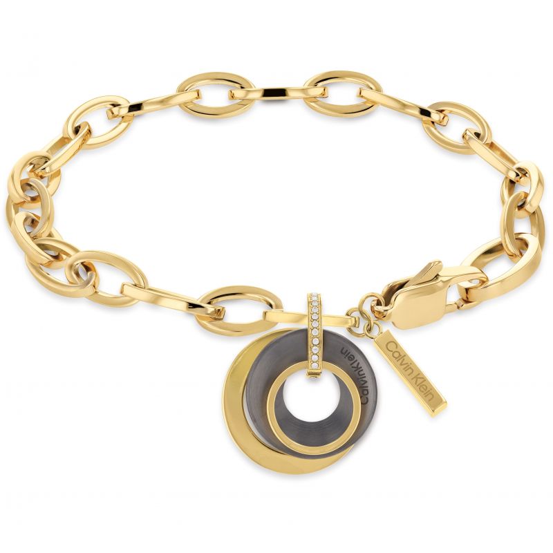 Calvin Klein Luxusní pozlacený náramek s krystaly 35000154 - Náramky Náramky se symboly