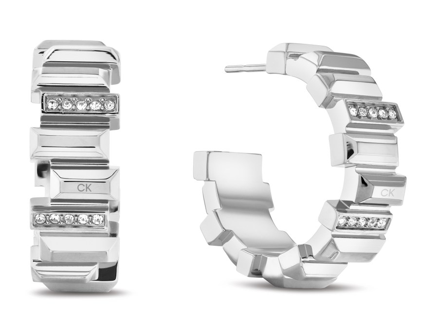 Calvin Klein Masivní ocelové kruhy s krystaly Luster 35000237 - Náušnice Kruhy