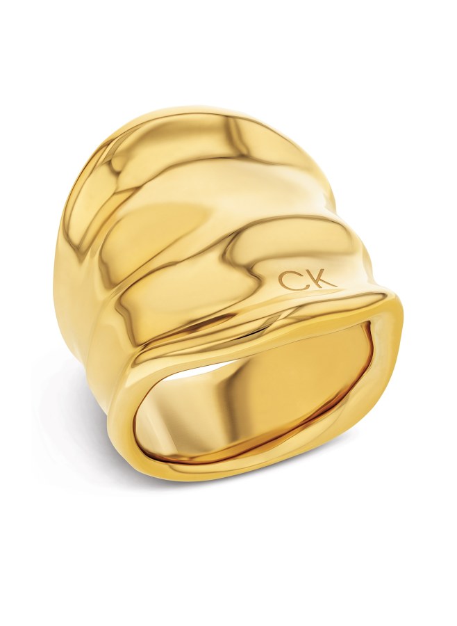 Calvin Klein Masivní pozlacený prsten Elemental 35000646 58 mm - Prsteny Prsteny bez kamínku