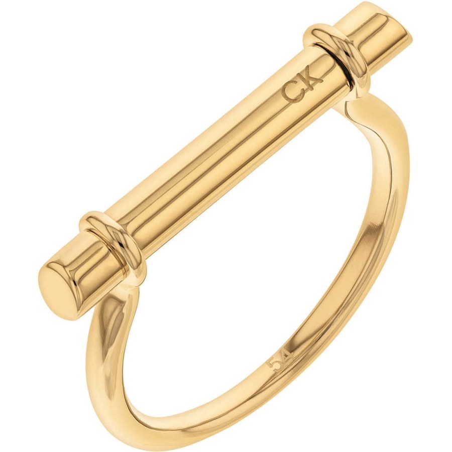 Calvin Klein Minimalistický pozlacený prsten Elongated Linear 35000024 54 mm - Prsteny Prsteny bez kamínku