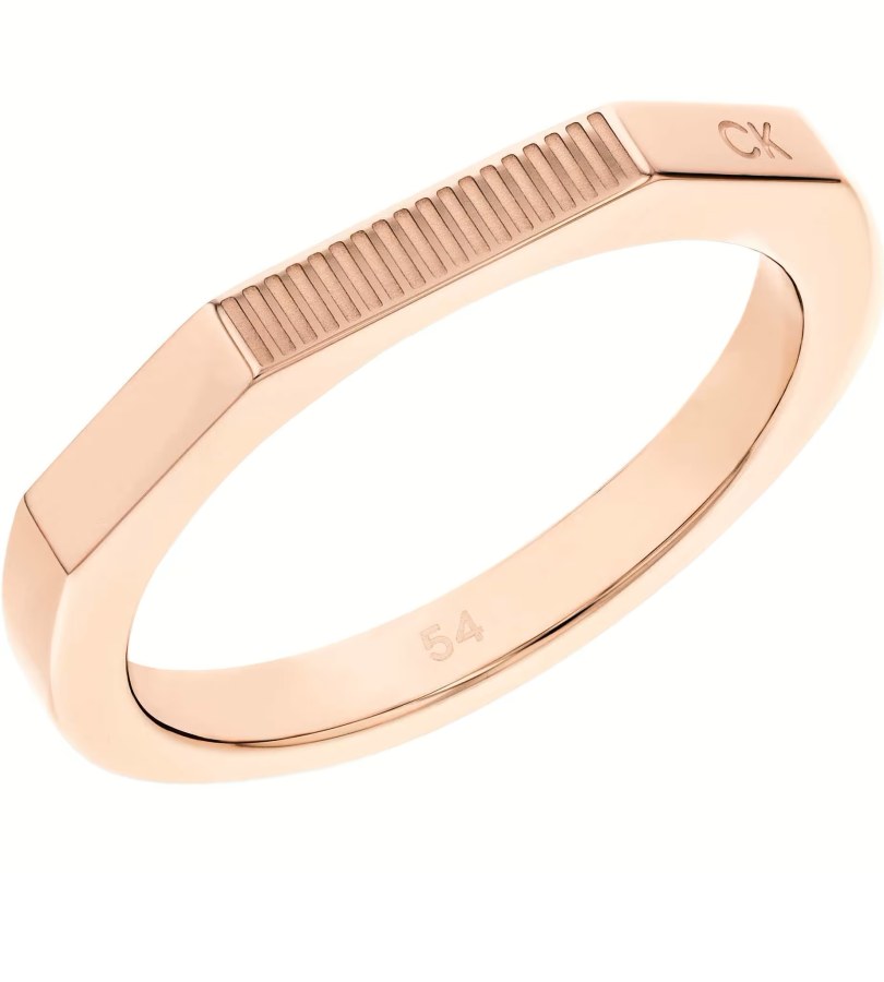 Calvin Klein Módní bronzový prsten Faceted 35000189 54 mm - Prsteny Prsteny bez kamínku