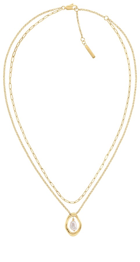 Calvin Klein Něžný pozlacený náhrdelník Edgy Pearls 35000559