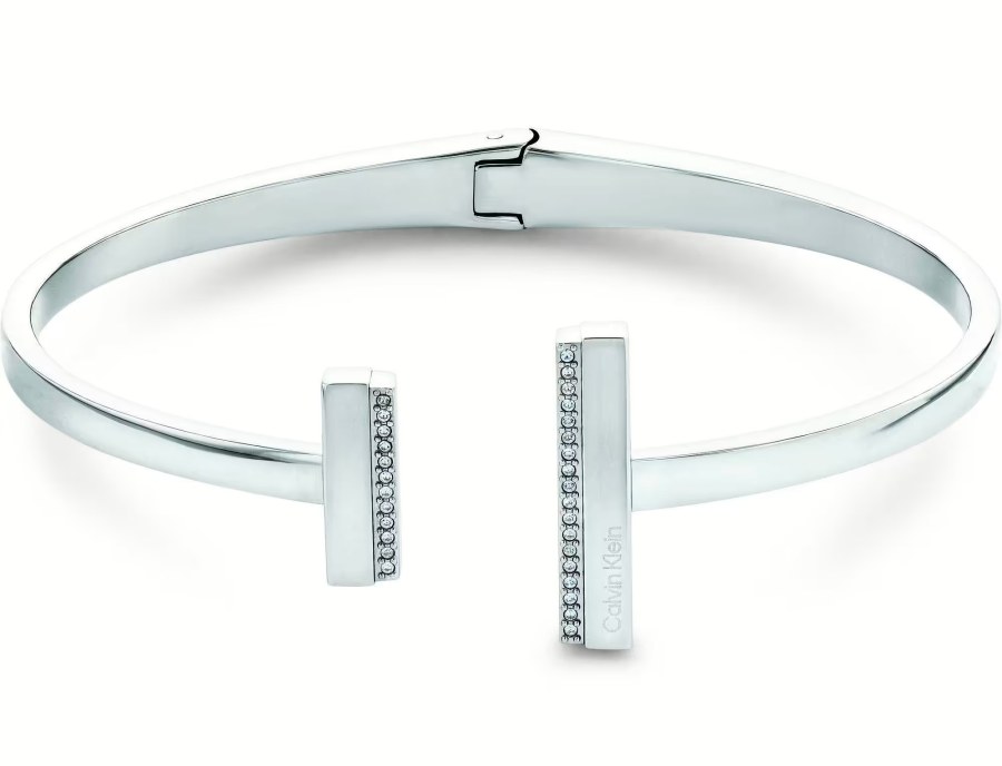 Calvin Klein Pevný ocelový náramek s krystaly Minimal Linear 35000160 - Náramky Pevné náramky