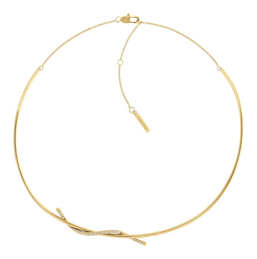 Calvin Klein Slušivý pozlacený náhrdelník s krystaly Crystallized Weave 35000511