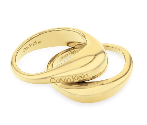 Calvin Klein Stylová souprava pozlacených prstenů Elongated Drops 35000448 52 mm - Prsteny Prsteny bez kamínku